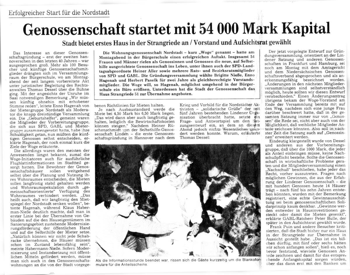 Gründung der WOGE, erfolgreicher Auftakt für die Wohnungsenossenschaft